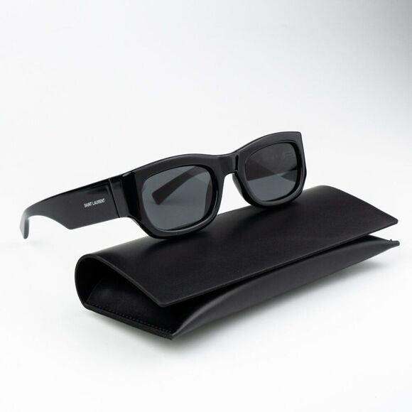 NEW Saint Laurent SL713 001 Black Grey Rectangle Unisex Sunglasses main image 12